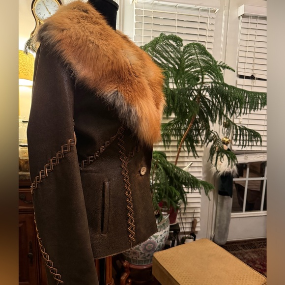 Vintage Stephen’s Leather Blazer with Fox fur Collar - Picture 9 of 13